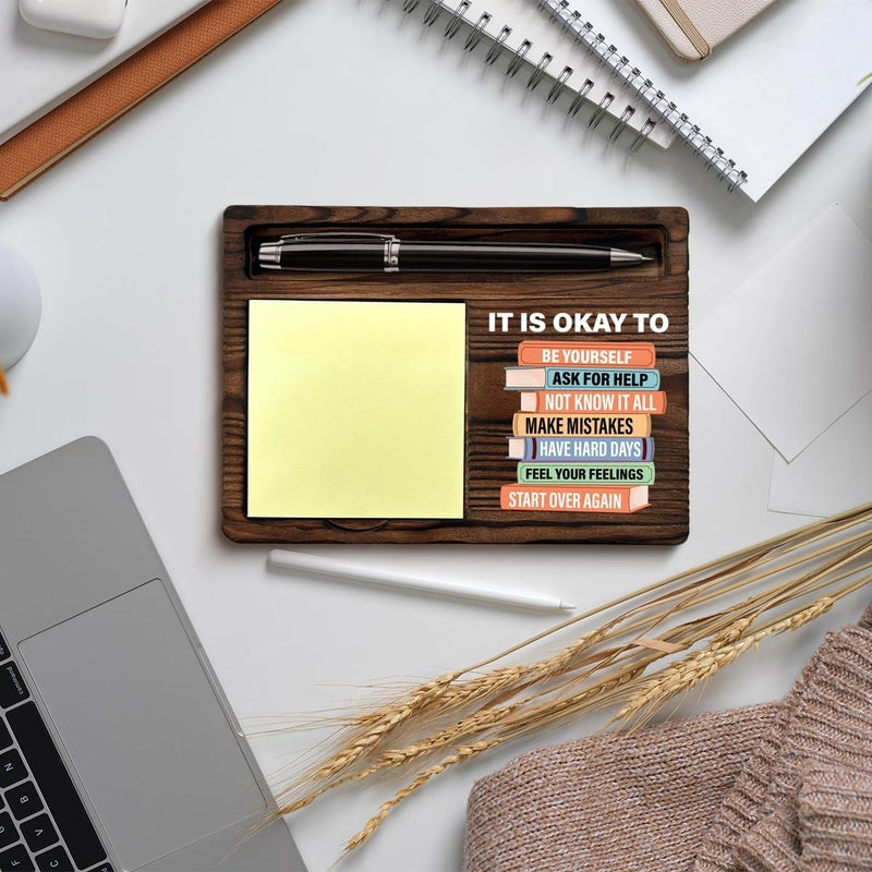 QODMGD Motivational Mental Health Sticky Note Holder Inspirational Gifts for Women Men, It's Okay to Be Yourself Post lt Note Dispenser for Home Office School Classroom Desk Decor - Image 5